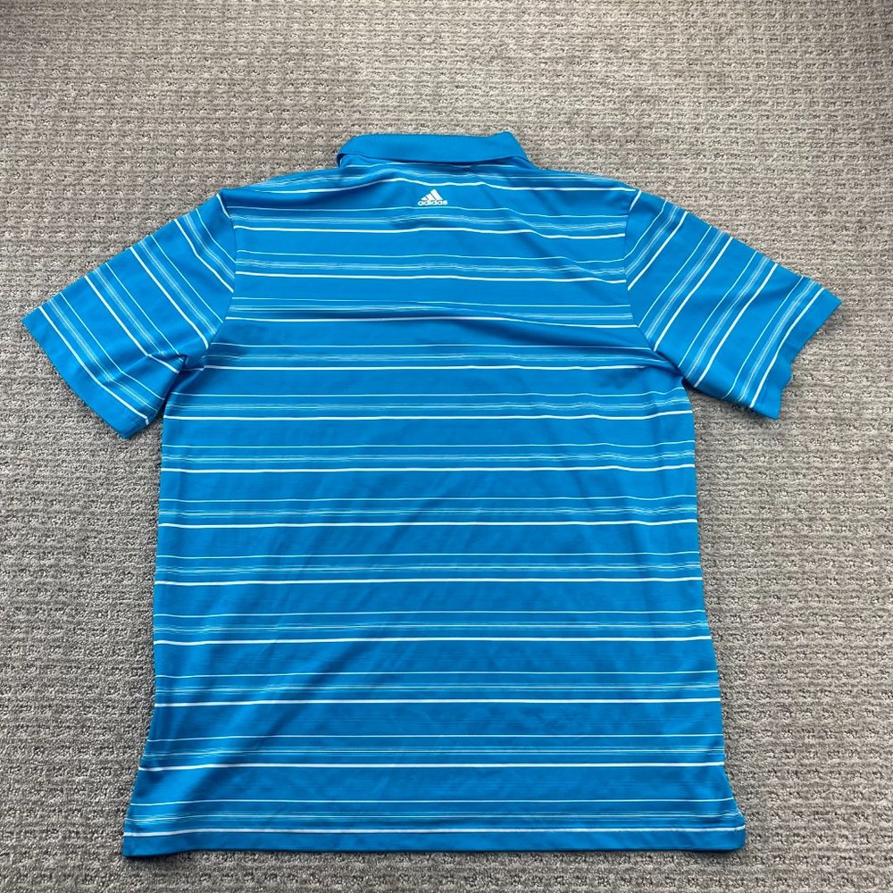Adidas Pure Motion Golf Shirt Men Large L Blue White Striped Casual Polo Golfing - Picture 4 of 8